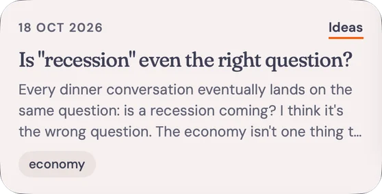 A note card in AudioPen: Is "recession" even the right question?