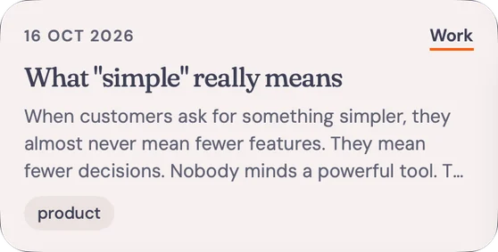 A note card in AudioPen: What "simple" really means
